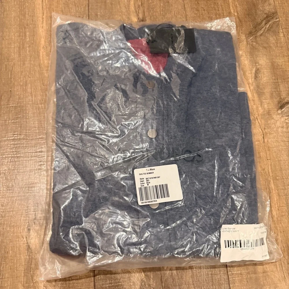 NWT Bonobos Men Quilted Bomber Jacket Heather‎ Navy Academia Snap Front Preppy M